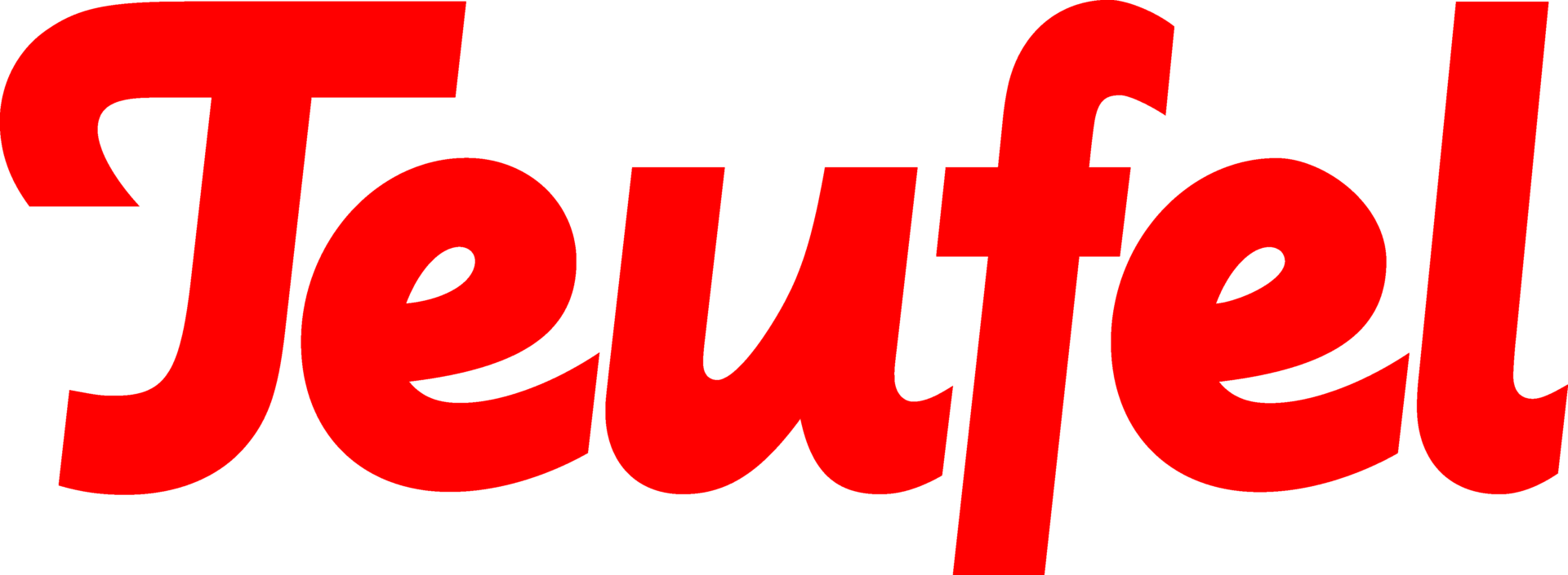 Red "Teufel" logo in bold, italicized text on a transparent background, perfect for showcasing at Spryker EXCITE.