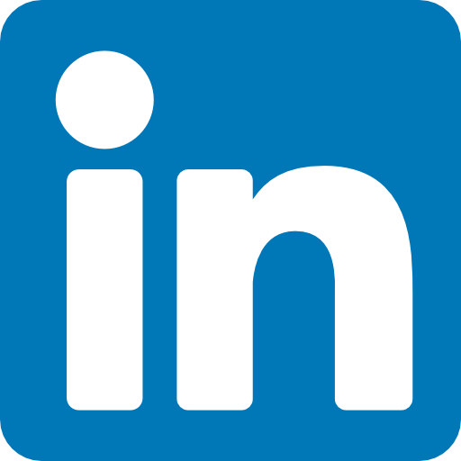 LinkedIn logo, featuring a white "in" icon and a small white dot on a blue square background, symbolizes career advancement and updated professional pages.