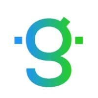 A stylized lowercase letter "g" in a gradient of blue and green, flanked by blue and green dots on each side, symbolizes the growth and opportunities at Spryker careers.