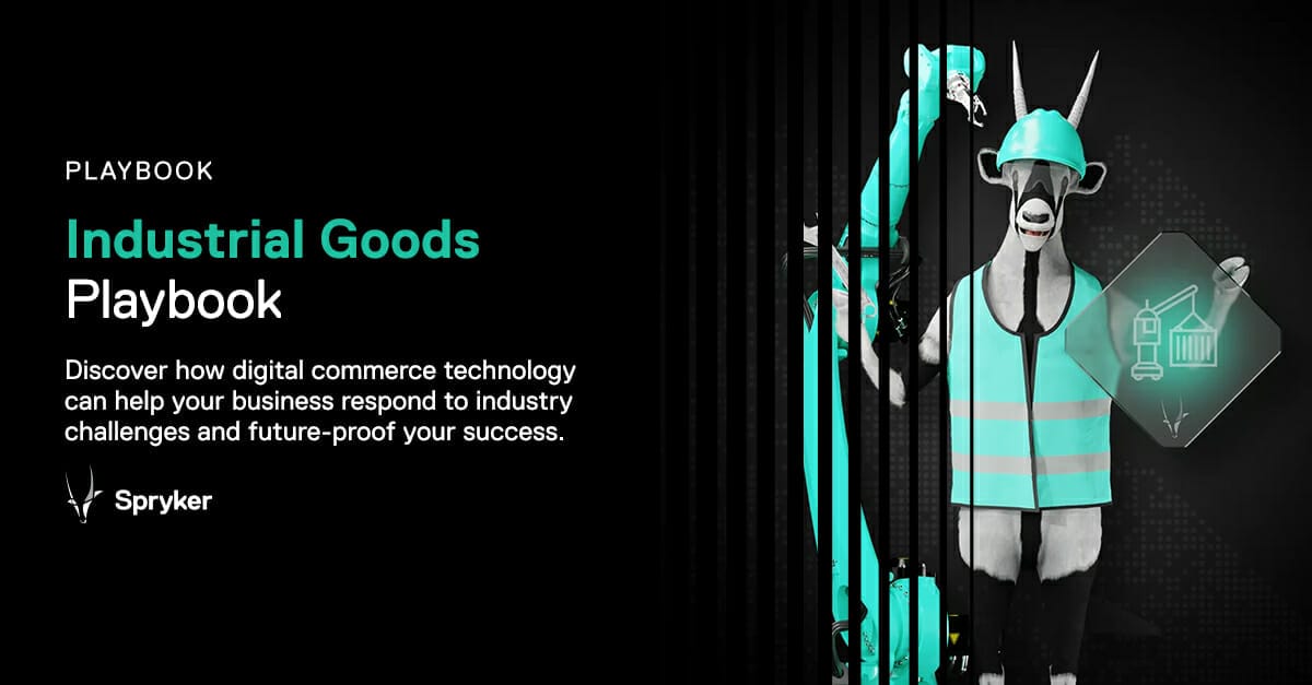 Industrial Goods Playbook banner featuring Oskar the Oryx, Spryker's mascot