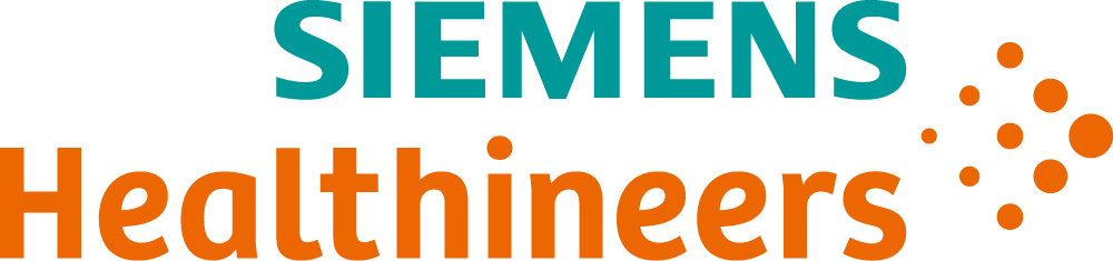 Siemens Healthineers logo features "Siemens" in teal and "Healthineers" in orange, complemented by an orange dotted design. Get ready to see this at Spryker EXCITE 2024.