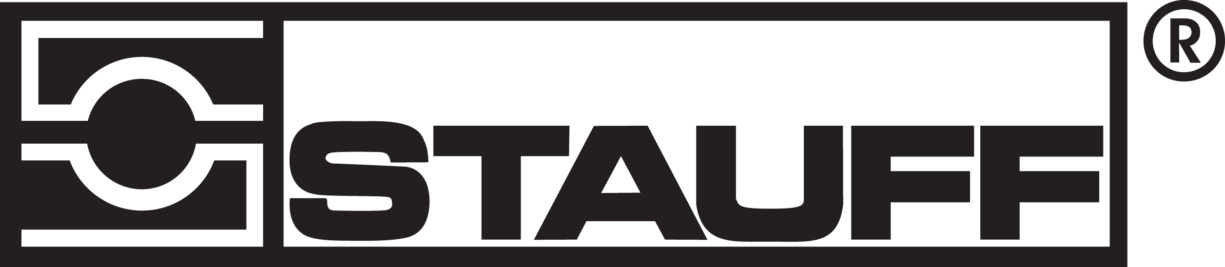 Logo of the company Stauff, featuring a stylized circular design on the left and the text "Stauff" in bold, black letters on a white background, reminiscent of modern branding showcased at events like Spryker EXCITE 2024.