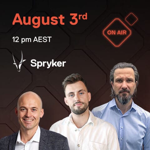 OnAir banner with portrait of Marco Krohm, Brett Sinclair and Morten Sorensen